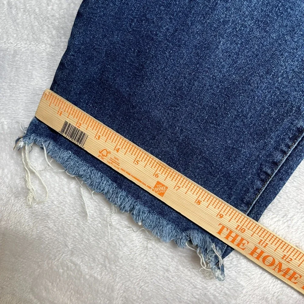 No Boundaries Bootcut Jeans Women's 17 Blue Denim Distressed Frayed Hem - 35X30